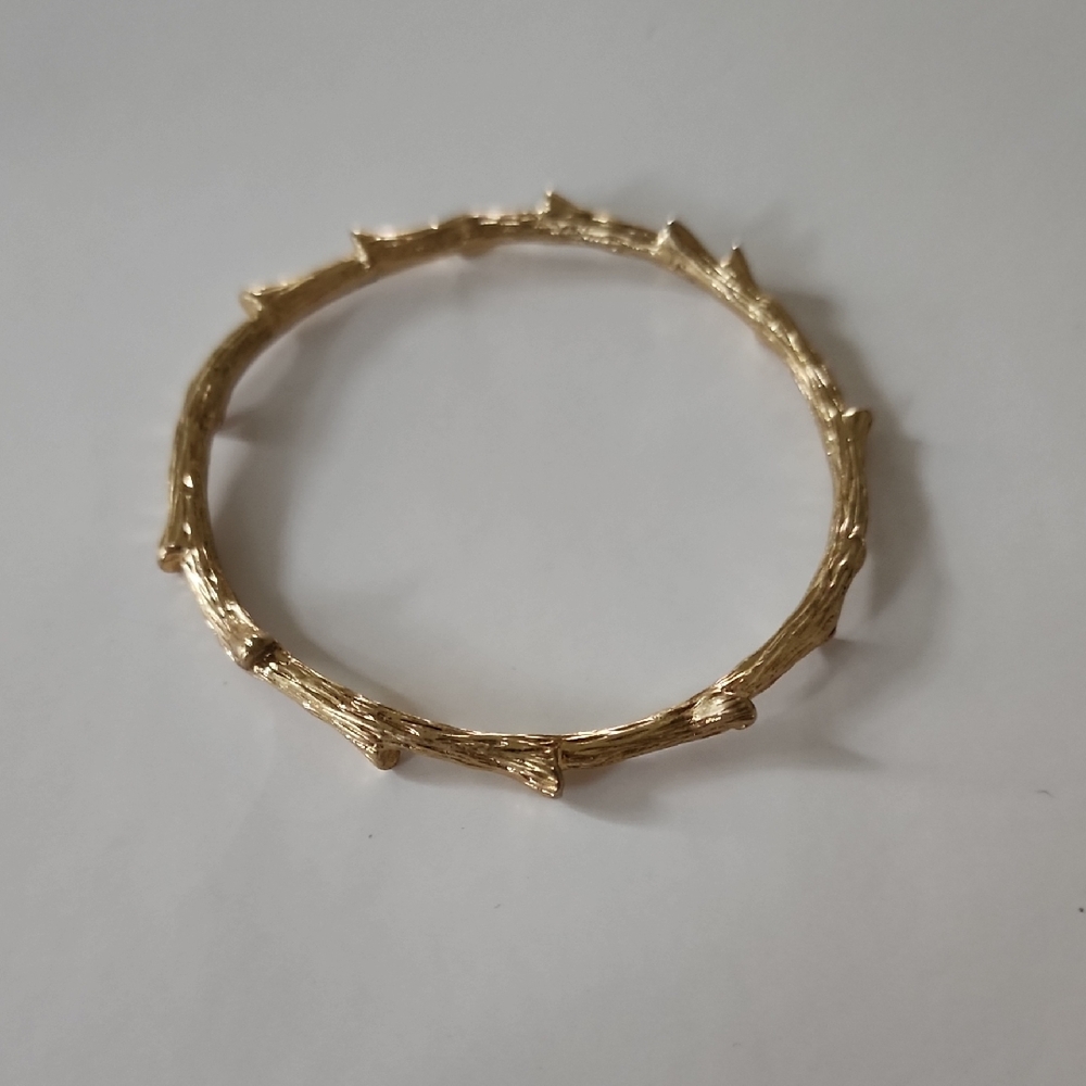 Out On A Limb- Elegant Gold Textured Bangle Bracelet-S